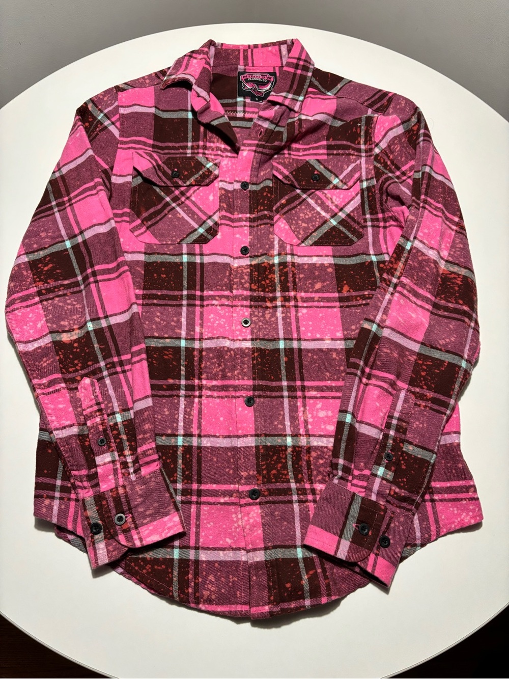 Angry Minnow Hot Pink & Maroon Oversized Cotton Flannel With Chicken Graphic - Picture 2 of 6